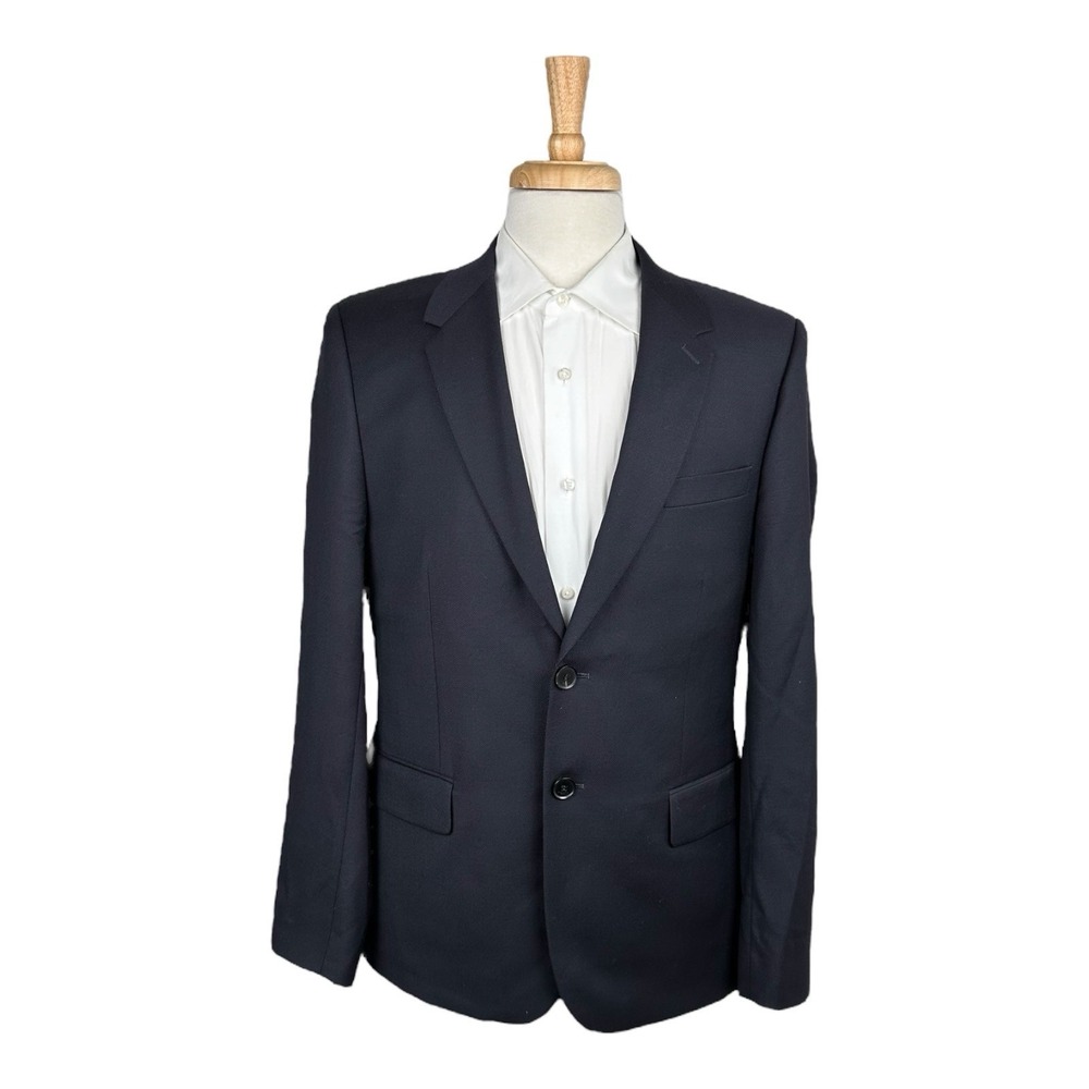 Sandro Paris Deep Navy Blue Woven Wool 2-Btn Blazer Size 42R